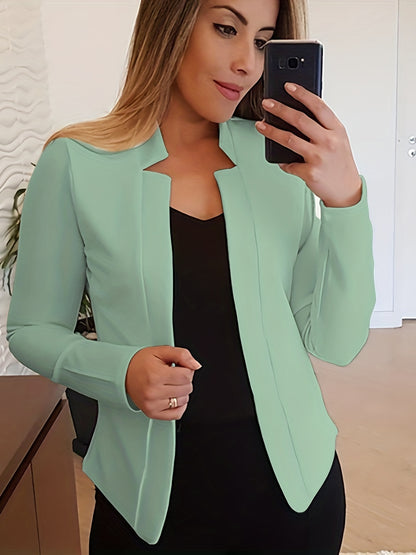 Women's Elegant Solid Color Long Sleeve Cardigan Jacket - Open Front H-Silhouette Design, Machine Washable All-Season Versatile Sweater for Casual & Formal Wear, Cardigan Sweater, Durable Knitwear