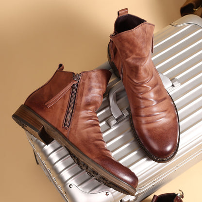 Double side zipper non-slip men's boots