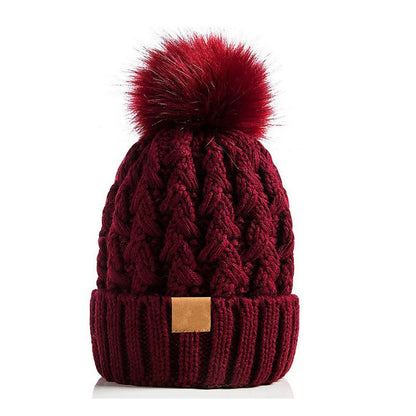 Snow Cap Knitted Hat Unisex Rolled Brim