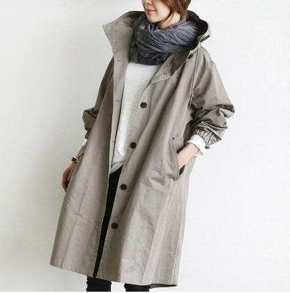 Korean Loose Solid Color British Trench Coat