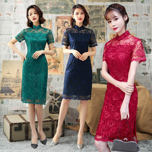 Spring And Summer Fashion Girls Daily Elegant New-style Robe Mid-length Dress