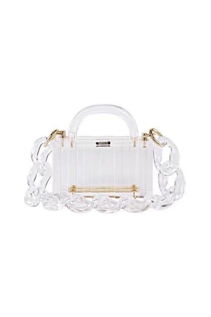 Transparent acrylic chain mini portable small square bag