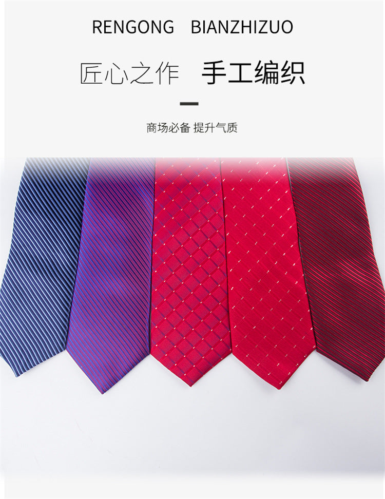 Factory In-Stock Zipper Tie Men's Formal Business 8cm Lazy Tie Red Black Striped Workplace Striped Tie