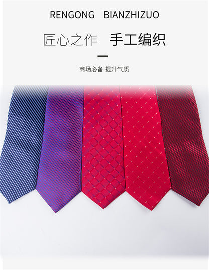 Factory In-Stock Zipper Tie Men's Formal Business 8cm Lazy Tie Red Black Striped Workplace Striped Tie