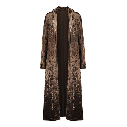 Long sleeve plus length velvet trench coat