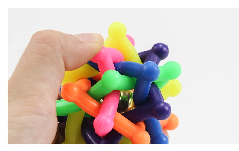 Pet Colorful Bell Woven Ball Dog Rainbow