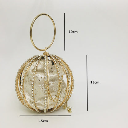 Hollow diamond ball bag dinner bag bird cage bun mother bag handbag
