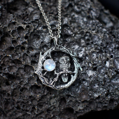 Creativity Retro Exquisite Fashion Owl Star Moonstone Pendant Necklace Woman Charm Party Jewelry