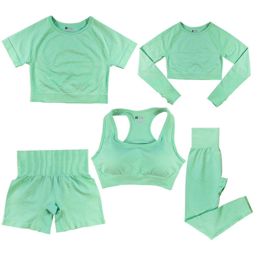 Women's Fashion Dot Fitness Yoga Outfit Five-Piece Set