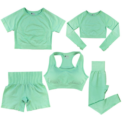 Women's Fashion Dot Fitness Yoga Outfit Five-Piece Set
