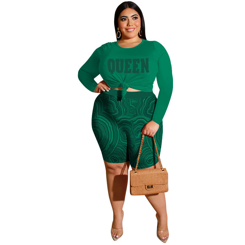 Women's Fashionable Casual Two-Piece Set Printed Top And Shorts