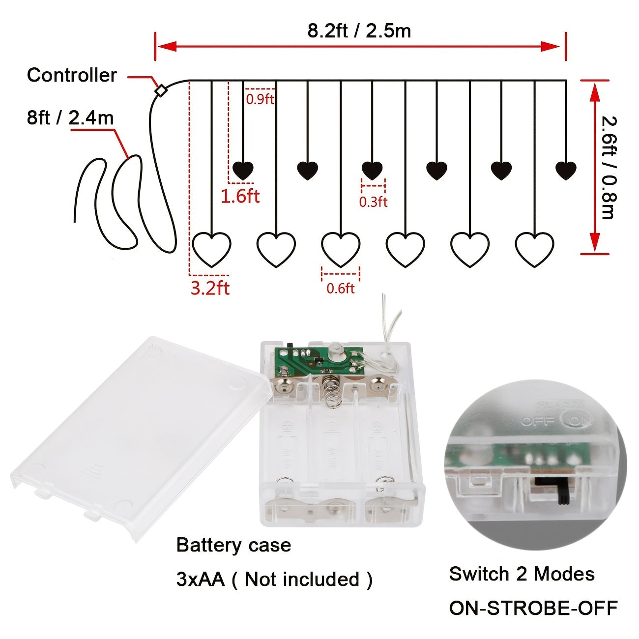 LED String Lights, Heart-shaped Fairy Lights, Suitable For Valentine's Day Weddings, Restaurants, Hotels