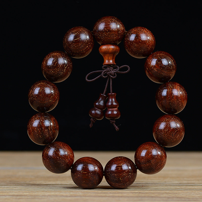 Zambian Blood Sandalwood Buddhist Bead Bracelet, Old Material, Small-Leaf Rosewood, High-Density Golden Star, Wholesale Prayer Bead Wooden Bracelet, Cultural and Artistic Crafts Manufacturer