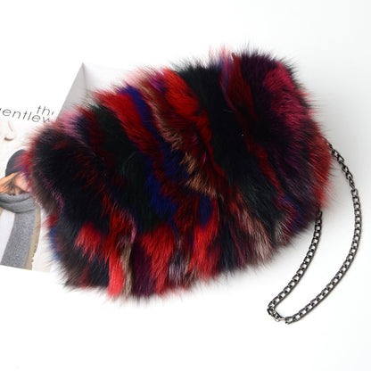Fashion Fox Fur Warm Hand Warm Fox Fur Fur Women's Shoulder Chain Crossbody Bag