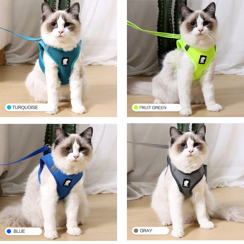Premium Breathable Cat Harness & Leash Set - Escape-Proof Mesh Design for Safe Outdoor Adventures