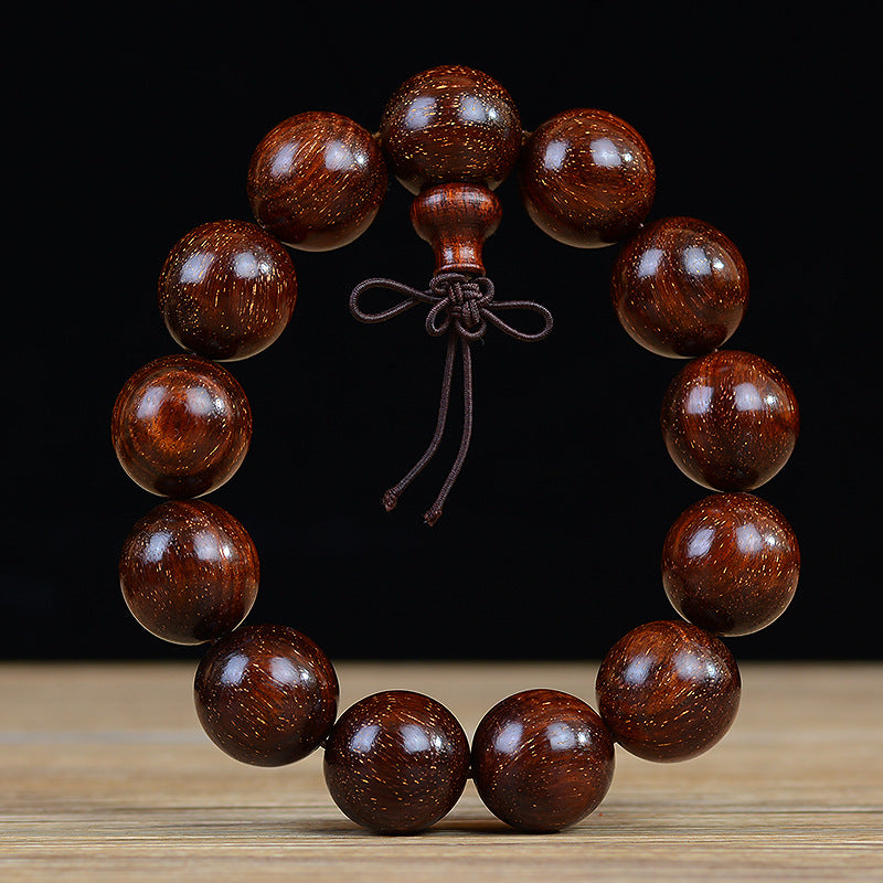 Zambian Blood Sandalwood Buddhist Bead Bracelet, Old Material, Small-Leaf Rosewood, High-Density Golden Star, Wholesale Prayer Bead Wooden Bracelet, Cultural and Artistic Crafts Manufacturer