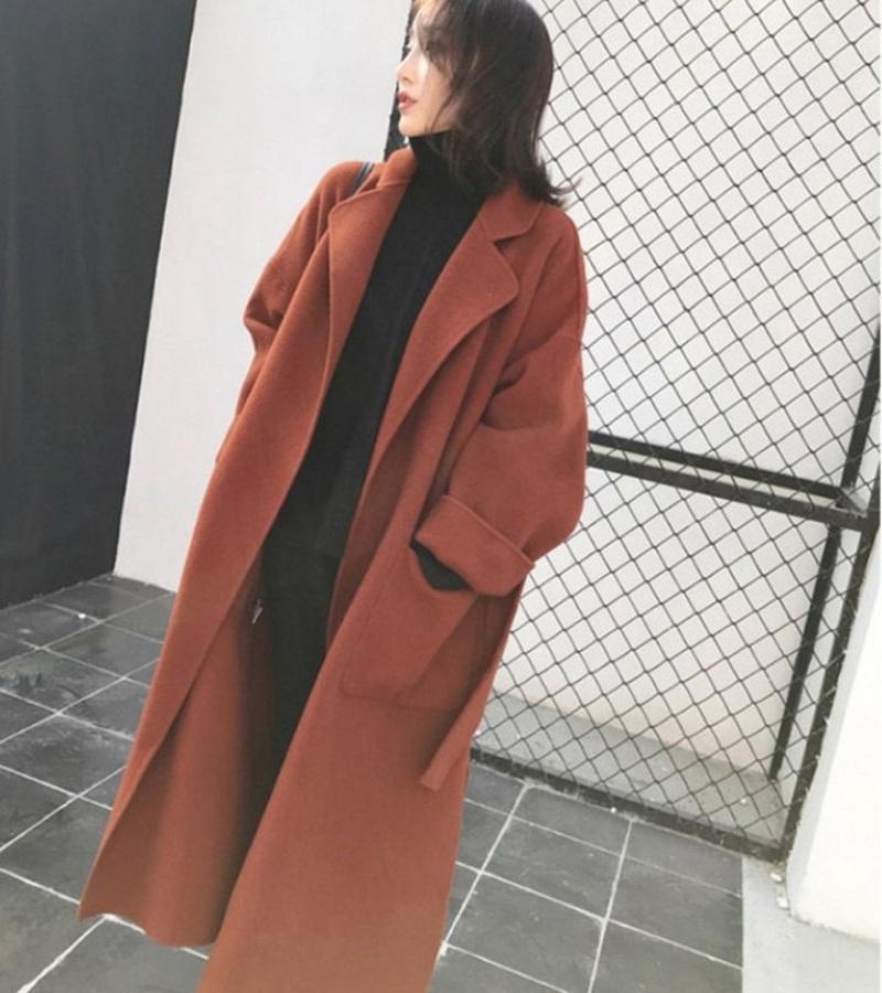 Winter new women's mid-length maple leaf red woolen coat