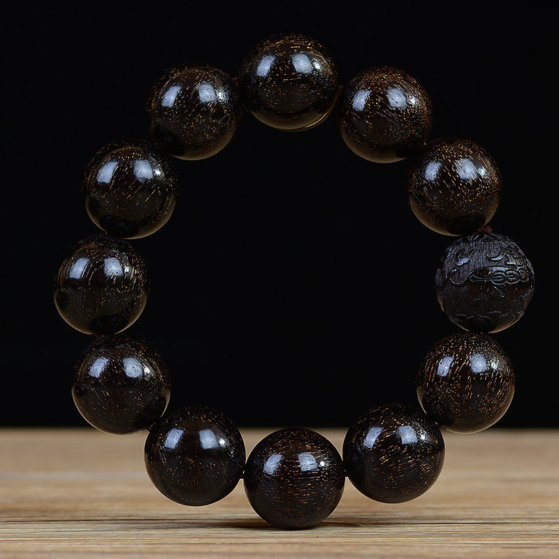Zambian Blood Sandalwood Buddhist Bead Bracelet, Old Material, Small-Leaf Rosewood, High-Density Golden Star, Wholesale Prayer Bead Wooden Bracelet, Cultural and Artistic Crafts Manufacturer