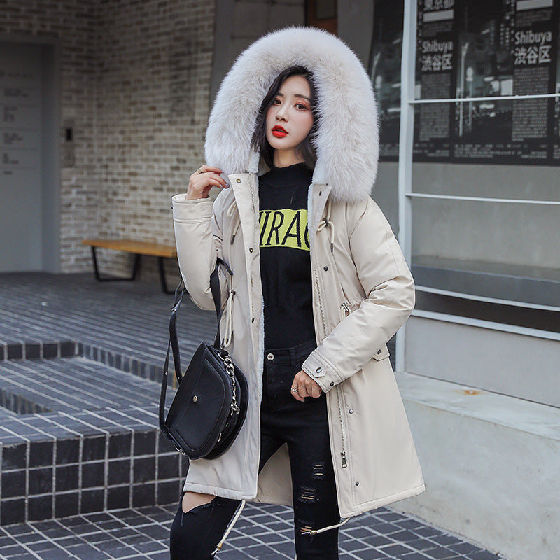 Mid-length cotton coat down jacket