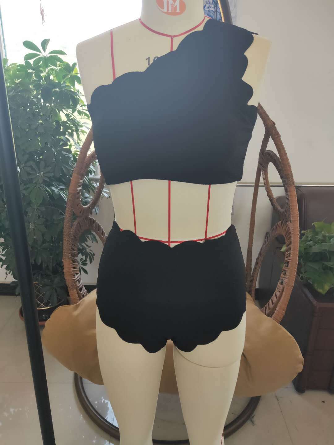 European And American-style Petal-patterned Sexy Off-shoulder High-waist Bikini