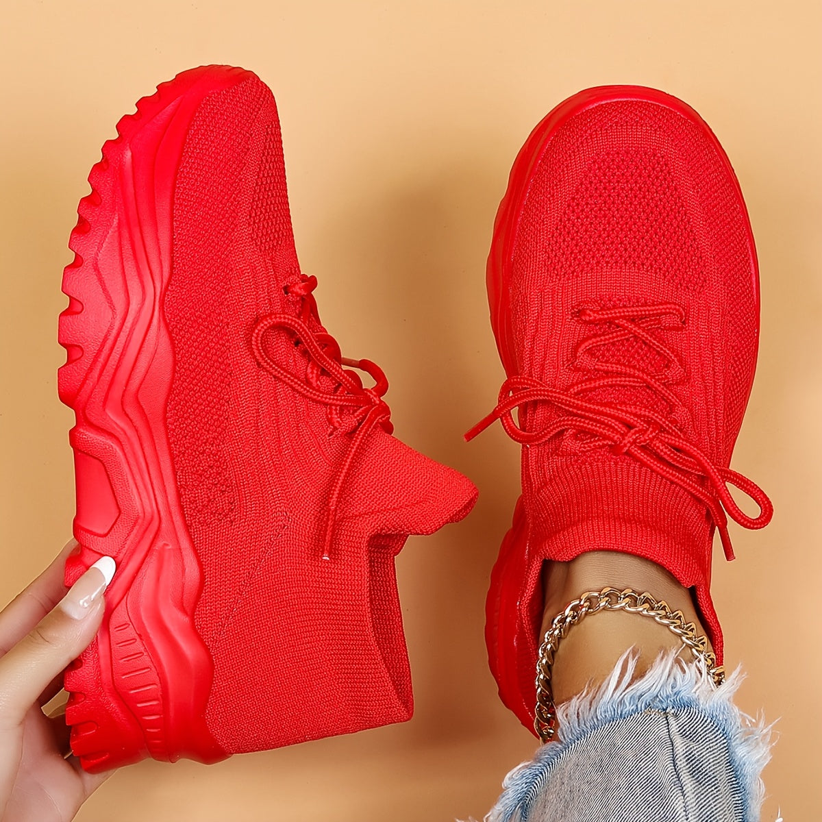 Women's Lightweight & Breathable Chunky Sneakers, Casual Slip On Sneakers, Running Shoes