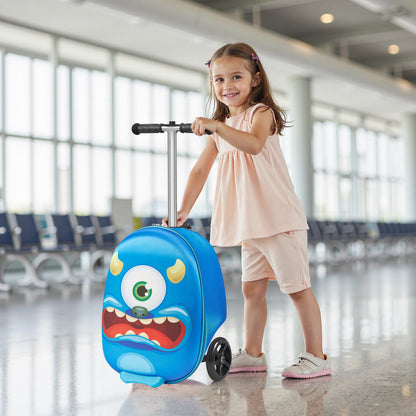 Ride-on Luggage 20-inch Kids Scooter Suitcase With Flash Wheels Blue