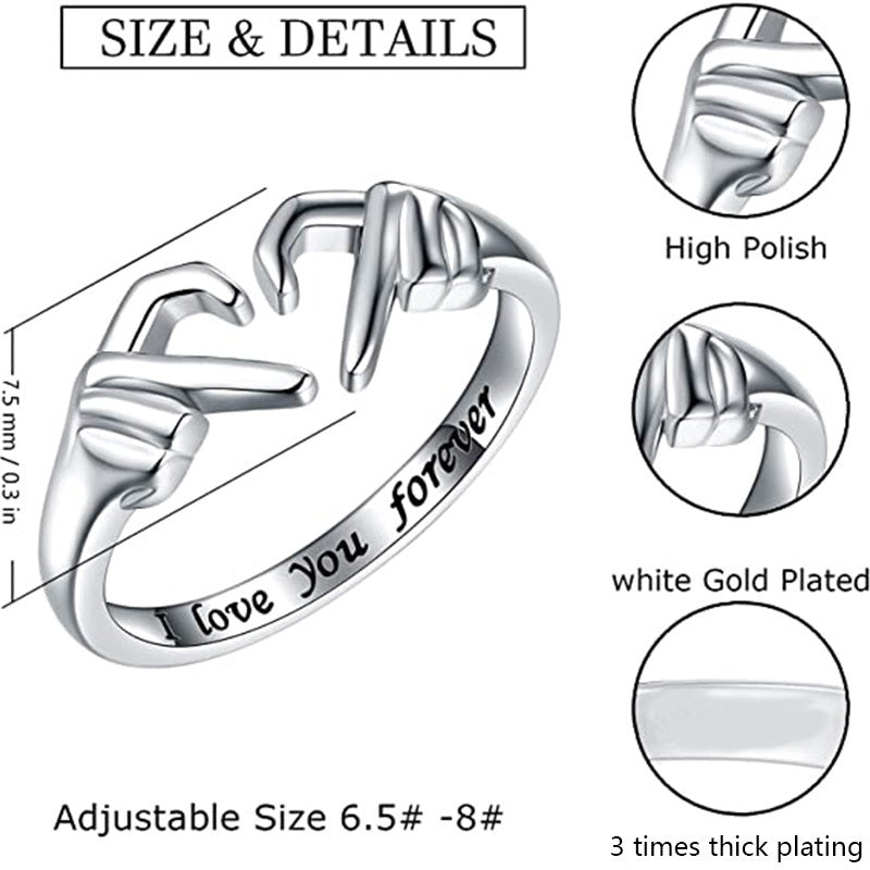 Premium 18K Gold Plated Heart Ring - Adjustable Promise Ring for Women & Teen Girls