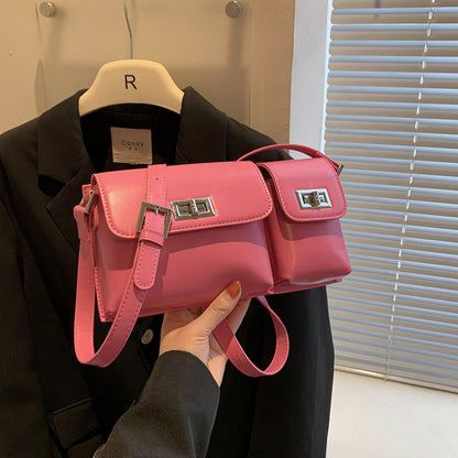 Women's Fashion Double Pocket Underarm Retro Shoulder Messenger Bag