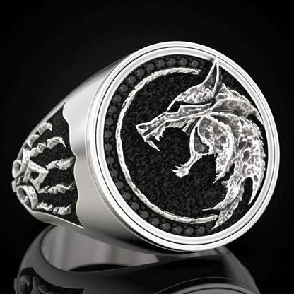 Men's Domineering Knight Silver Plated Finger Ring Day Gift