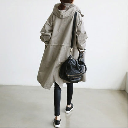 Korean Loose Solid Color British Trench Coat