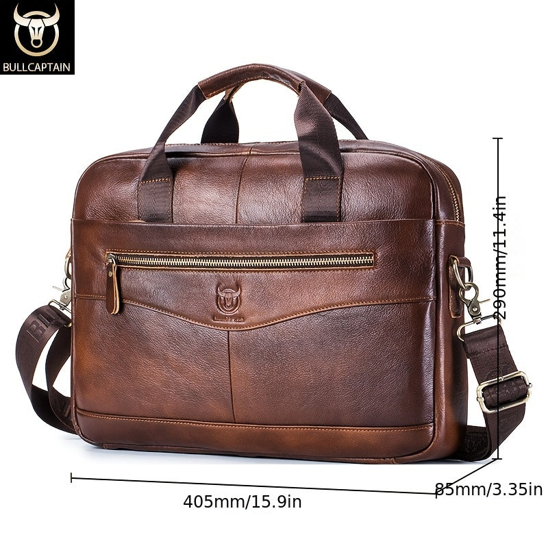 Premium Leather Messenger Bag - Large Capacity Business Briefcase for Men | BULLCAPTAIN