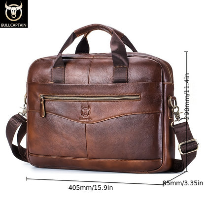 Premium Leather Messenger Bag - Large Capacity Business Briefcase for Men | BULLCAPTAIN