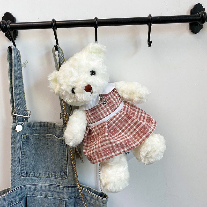 Creative Teddy Bear Chain Plush One Shoulder Messenger Bag