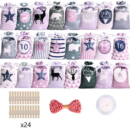 Satin Drawstring Bag Coming Day 1-24 Hanging Suit Candy Gift Satin Bag