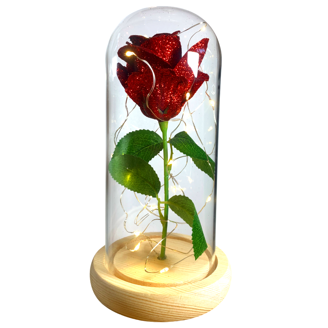 Qixi Valentine's Day Creative Gift Suggestion Decoration Gold Foil Preservation Glass Cover Rose