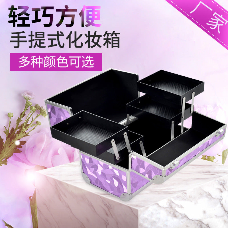 Manufacturer's Ready-Made Wholesale and Retail Professional Makeup Box, Beauty and Manicure Box, Double-Layer Large-Capacity Portable Makeup Box
