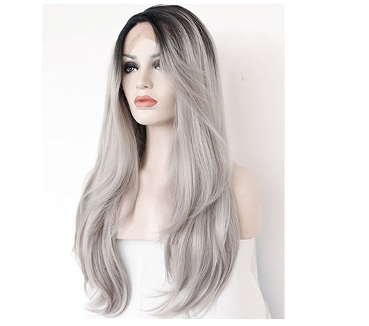 Grey hand hook lace wig