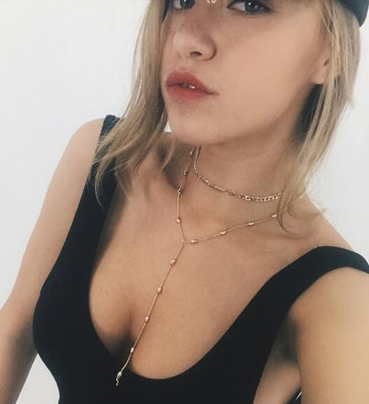 Fashion Copper Bead Chain Multilayer Individual Necklace