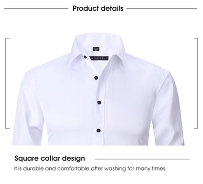 Solid Color Amazon Stretchy Plus-Size Men's Long-Sleeve Shirt, Men's Fashion Shirt, Slim Fit Outerwear