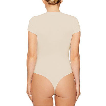 2025 summer new casual women's clothing Europe and the United States cross-border short sleeve jumpsuit foreign trade tight jumpsuit bodysuit