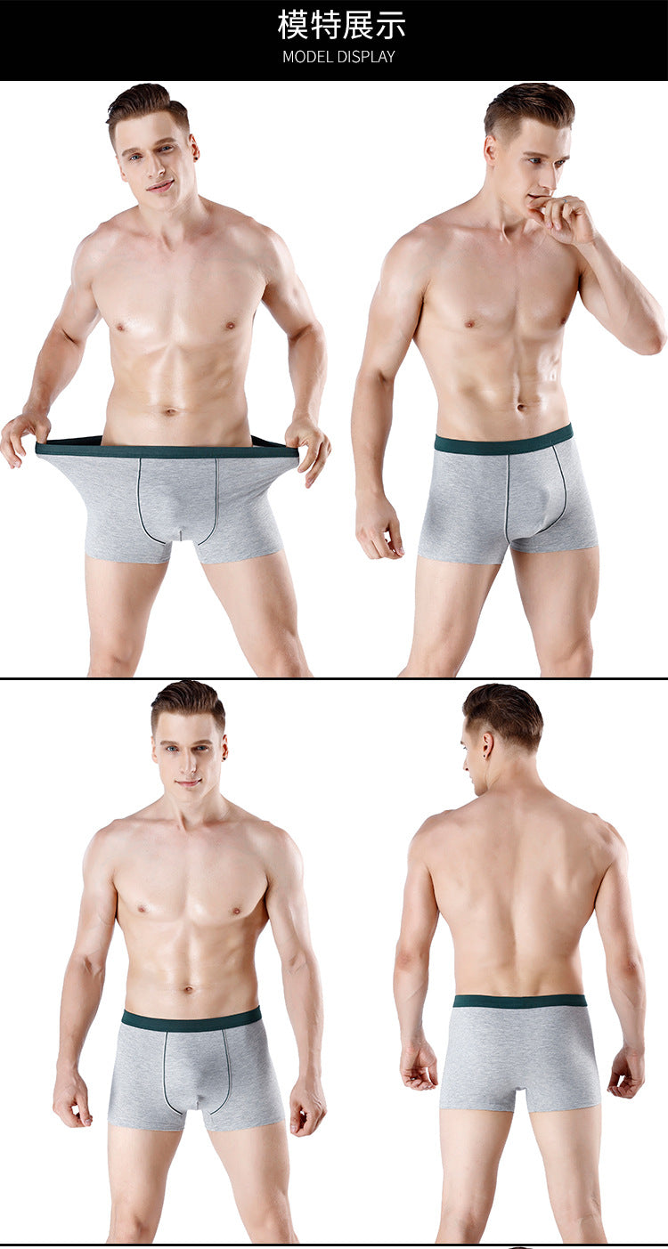 Men's cotton underwear plus size fat guy boxers breathable 3D seamless sexy youth cotton red boxers