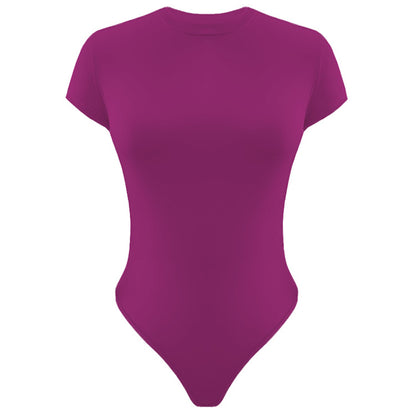 2025 summer new casual women's clothing Europe and the United States cross-border short sleeve jumpsuit foreign trade tight jumpsuit bodysuit