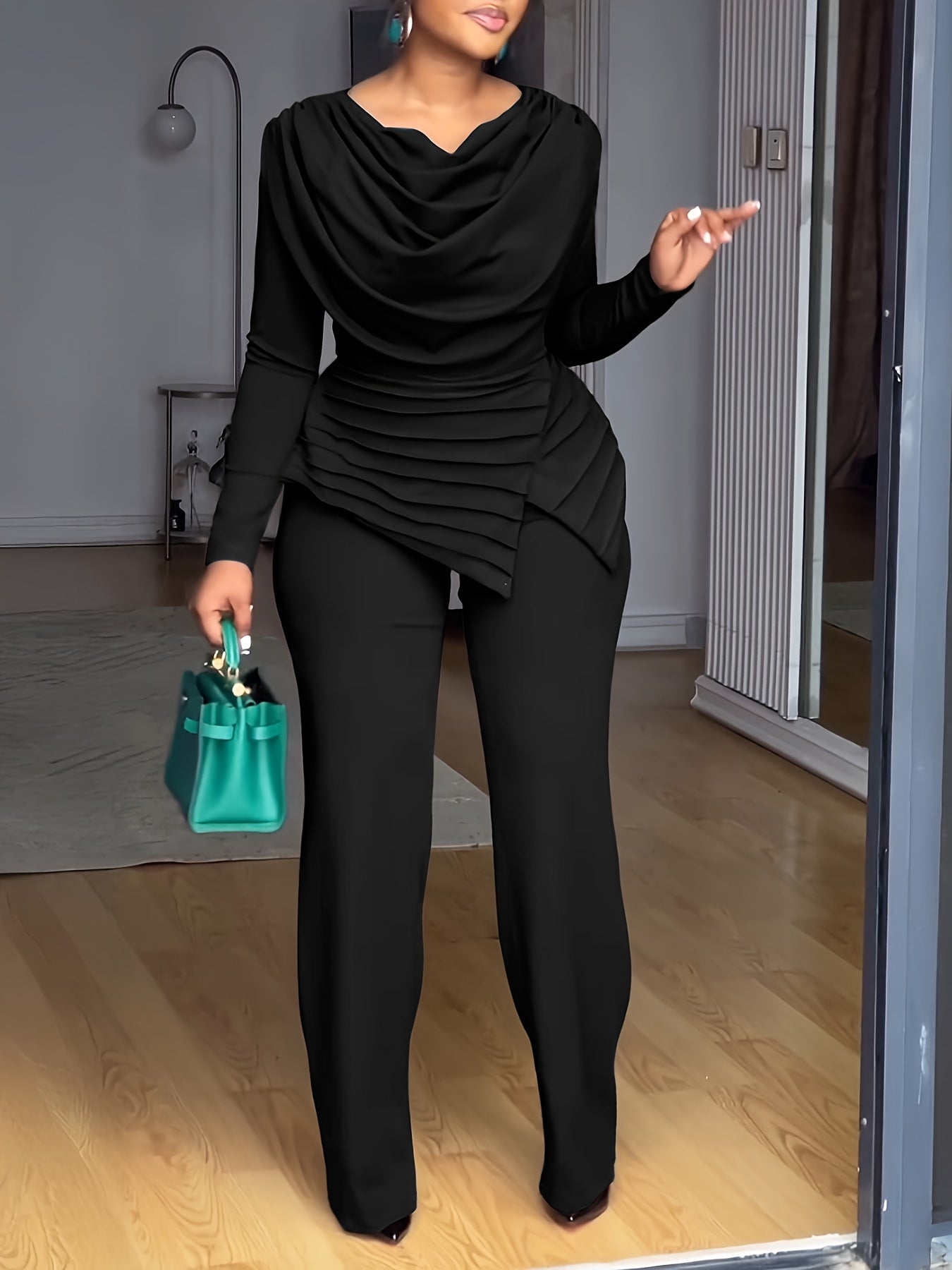 Cropped Top Flared Pants Fashion Casual Set