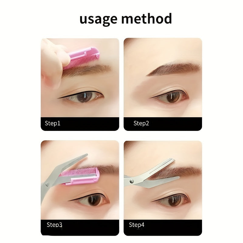 Eyebrow Trimmer Scissor with Comb Facial Hair Removal Grooming Shaping Shaver Cosmetic Makeup Accessories, Eyebrow Grooming Kit, Scissers for Eyebrow, Eyebrow Kit for Women, Eyebrow Stamp Kit Set, Eyebrow Clippers