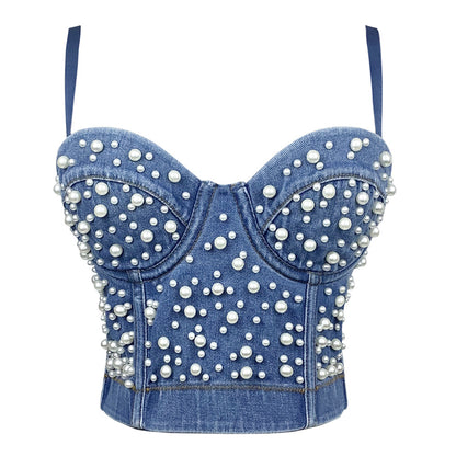 Shapewear Short Outerwear Sexy Womens Denim Bustier Vest