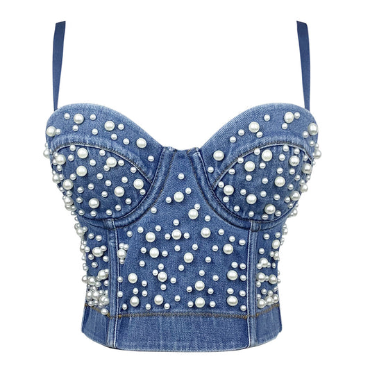 Shapewear Short Outerwear Sexy Womens Denim Bustier Vest