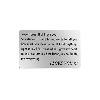 Lettering Valentine's Day Gift Titanium Steel Card