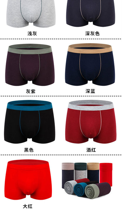 Men's cotton underwear plus size fat guy boxers breathable 3D seamless sexy youth cotton red boxers
