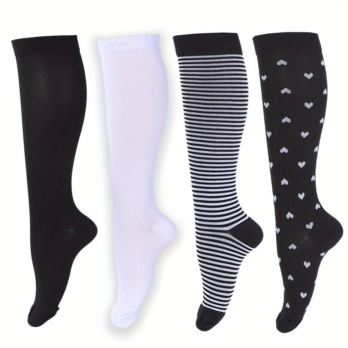 Premium Compression Socks for Men - 4 Pairs Athletic Support Stockings for Running, Travel & Recovery