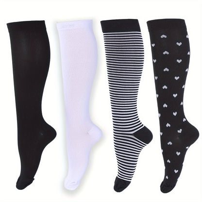 Premium Compression Socks for Men - 4 Pairs Athletic Support Stockings for Running, Travel & Recovery
